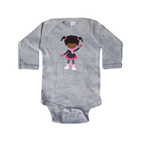 

Inktastic African American Girl Ice Skating Girl Cute Girl Gift Baby Girl Long Sleeve Bodysuit