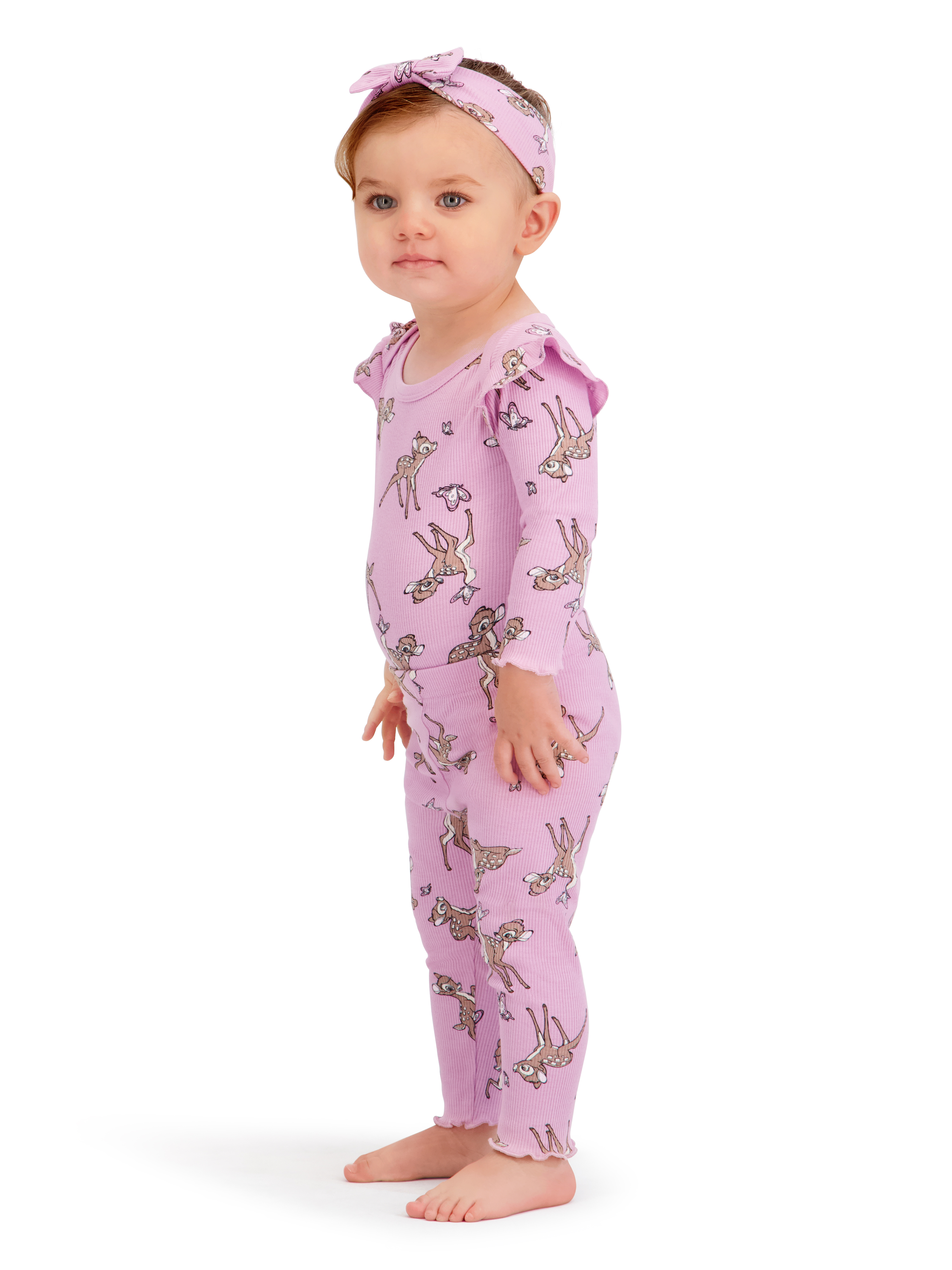 Bambi Baby Girl 3 Piece Rib Pant Set, Sizes 0-24M