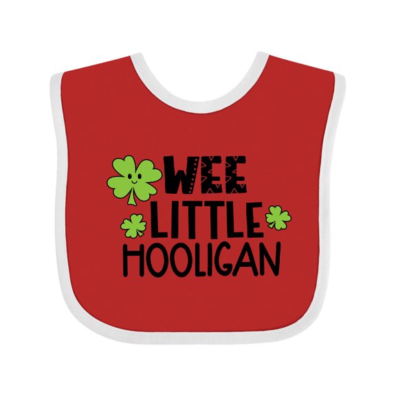 Inktastic St. Patrick's Day Wee Little Hooligan with Clovers Boys or Girls Baby Bib