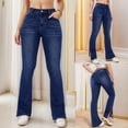 thumbnail image 2 of Hfolob Womens Jeans Women's Wide Leg Jeans High Waisted Stretchy Straight Leg Jeans Buttoned Loose Denim Pants With Pocket Classics, 2 of 8