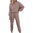 thumbnail image 1 of SURJDE Womens Sets 2 Piece Outfits Comfy Travel Lounge Set Long Sleeve Crewneck Sweatsuits Casual Drawstring Sweatpants, 1 of 7
