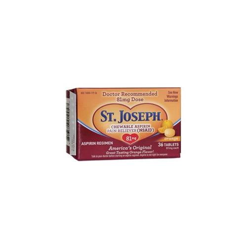 3 Pack St. Joseph Low Dose Aspirin Adult Aspirin Regimen 36 Chewable
