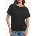 thumbnail image 4 of Womens Casual T Shirts Dolman Short Sleeve Shirts Boat Neck Ruched Tops Summer Lightweight Clothes, 4 of 6