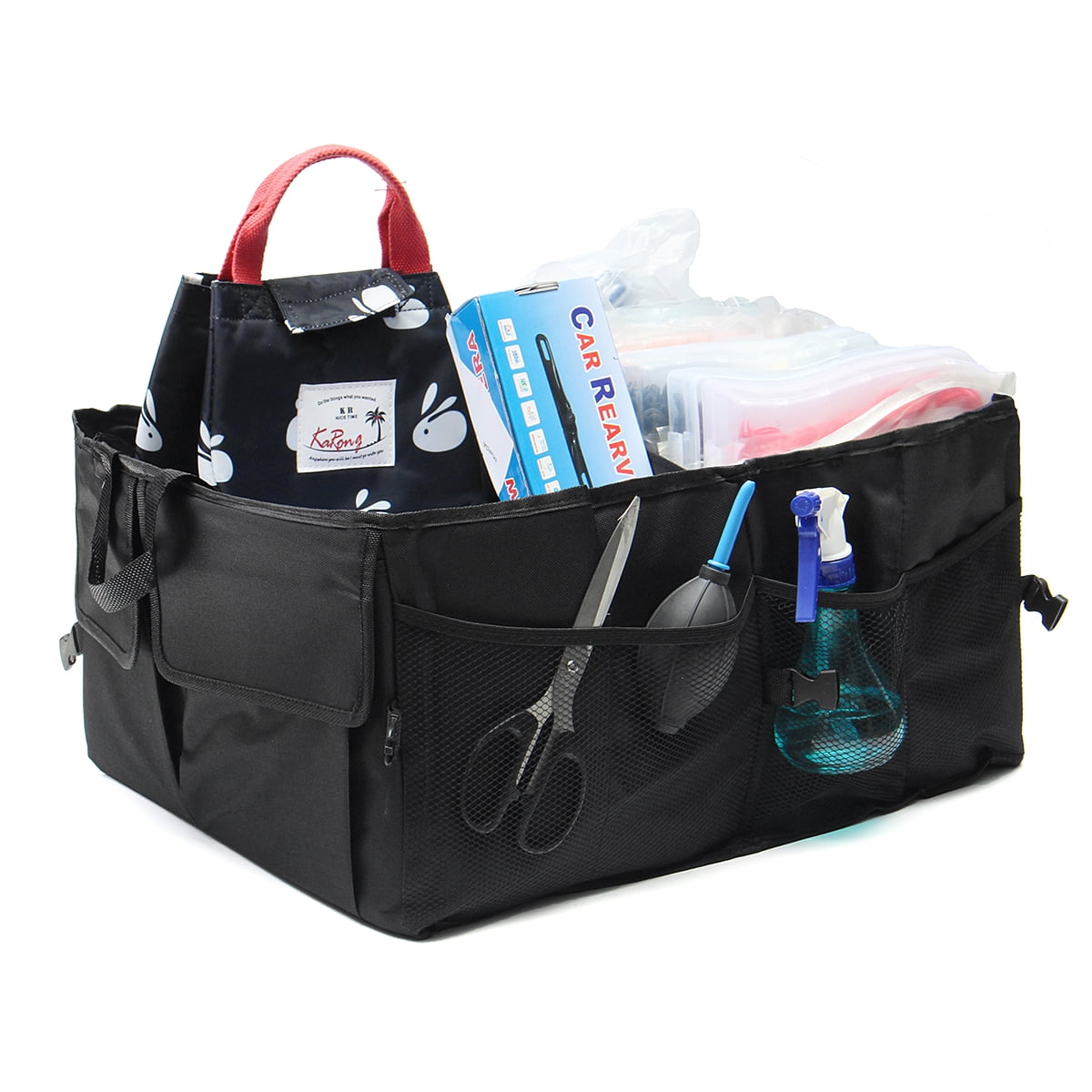 Foldable Auto Trunk Storage Organizer Bin with Pockets Foldable Auto Trunk Storage Organizer Bin with Pockets