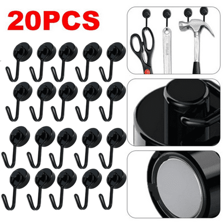 

20Pack Magnetic Hooks Heavy Duty Earth Magnets with Hook for Refrigerator Extra Strong Cruise Hook for Hanging Magnetic Hanger for Curtain Grill