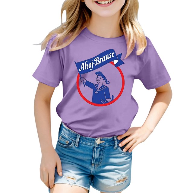 XDZJLR T-Shirt Filles Carnaval Enfants Imprimé Couleur Col Rond Manches Courtes Tees 3-4 Ans