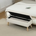 thumbnail image 2 of HOMCOM Upholstered Storage Ottoman Bench with Wood Legs, Cream White, 2 of 10