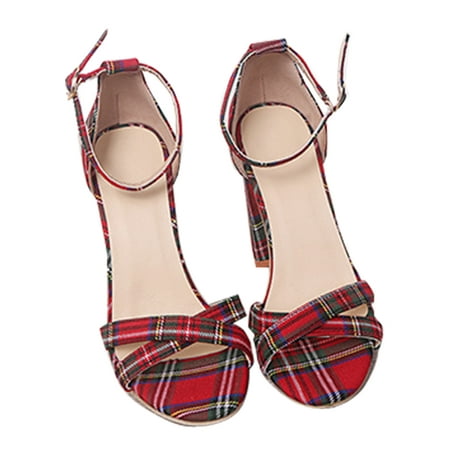 

Kesitin Ladies Non Slip Ankle Strap Dress Sandal Office Fashion High Heels Red 6.5