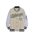 thumbnail image 1 of xiaxaixu Men's Spring Autumn Casual Coat Long Sleeve Letter Printed Button Up Contrast Color Baseball Jacket, 1 of 1