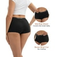 thumbnail image 4 of INNERSY Cotton Period Boyshort for Women Leakproof Underwear Mid Rise Menstrual Boxers 3-Pack(L,Black), 4 of 9