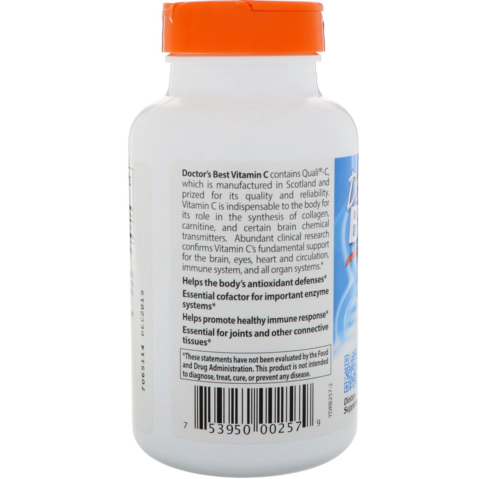 Doctor's Best Vitamin C with Q-C - Vitamin C 1000mg Non-GMO, Vegan, Gluten Free, Soy Free, Sourced from Scotland Veggie Caps, 120 Count