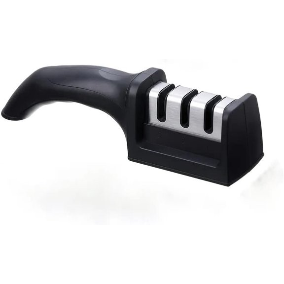 3-Stage Knife Sharpener Helps Repair, Restore, Polish Blades and non-Slip Grip, Professional Chef Grade(Black)