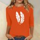 thumbnail image 1 of Heisall Women's Spring Autumn Tops 3/4 Sleeve Round Neck Casual Fashion Blouses Orange Festival Print Shirts, 1 of 4