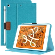 Veco iPad Mini 5 2019 Case with Pencil Holder, [Denim Series] Premium Folio Stand Case, Soft TPU Back Cover [Auto