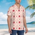 thumbnail image 5 of Xecao Strawberry print Hawaiian shirt - a stylish short-sleeve button-down for men, perfect for casual beach and tropical outings., 5 of 9