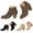 Beige, variant on Women's Ankle Boots V Cut Side Zipper Short Booties Shoes Stacked Chunky Heel Ladies Office Work Dress Pumps Boot Brown 7