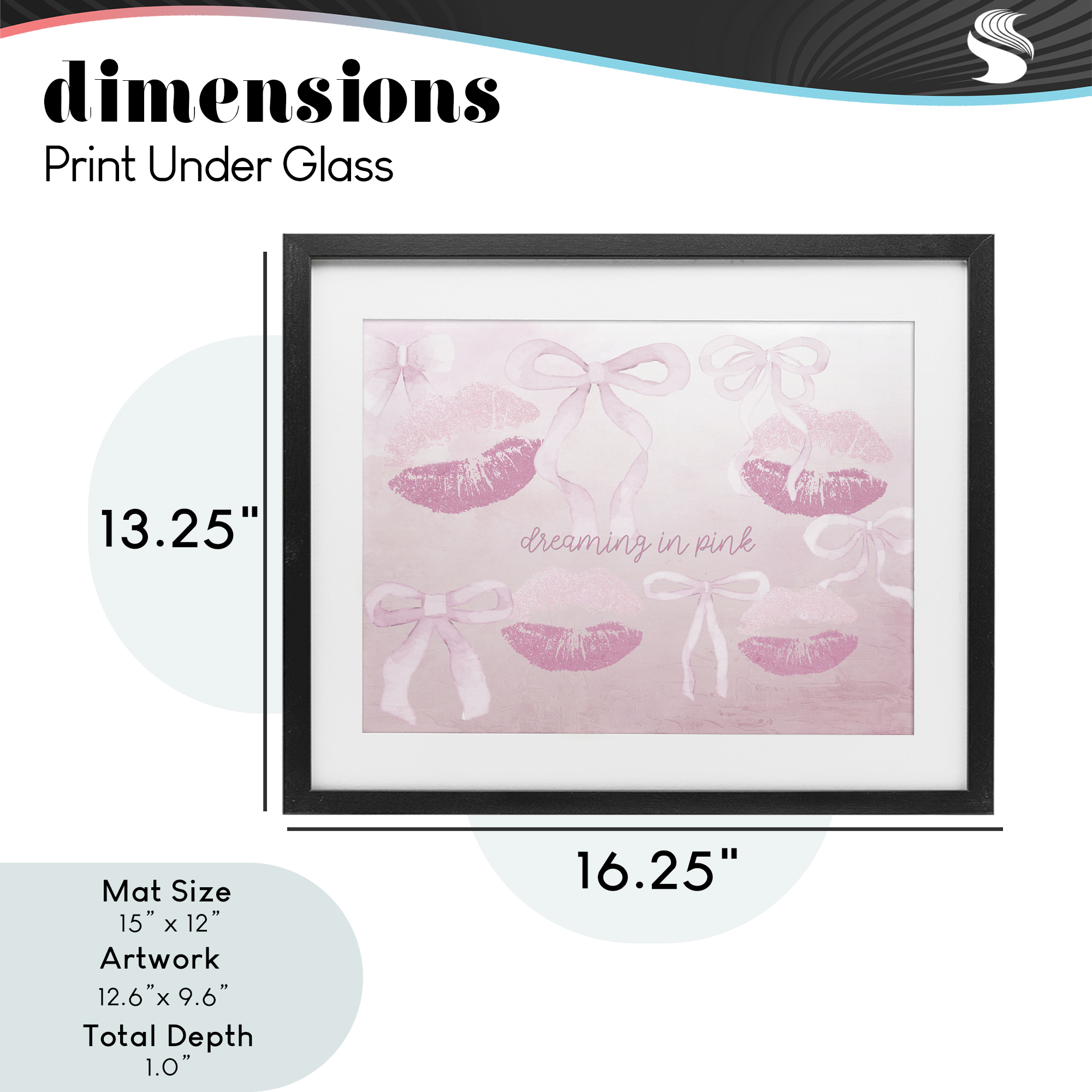 Dreaming In Pink Black Framed Print Under Glass, design by Kim Allen