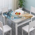 thumbnail image 3 of Blue Gold Marble Pattern Square Fitted Tablecloth with Elastic Edge,Square Table Cover,Washable Elastic Table Cover for Home Kitchen Party Decor 34"x34", 3 of 6