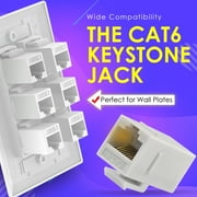 SkyQ RJ45 Ethernet Coupler Cat7,Cat6,Cat5 Inline Keystone Connector,Female to Female RJ45 Keystone Coupler for Patch Panel-Ethernet Wall Plate (White-10 Pack)