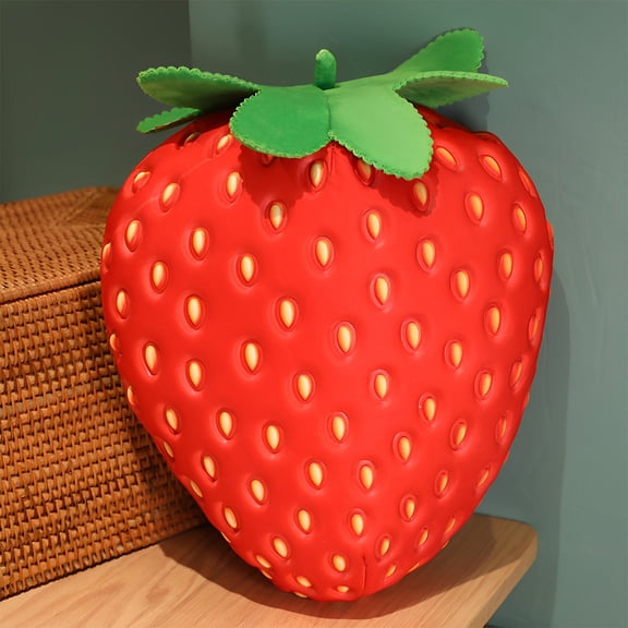 NUAHRHY 15" Strawberry Pillow Plush Decorative Cute Throw Pillow Soft Strawberry Shaped Cushion Backrest Pillow Comfortable Sleeping Cushion