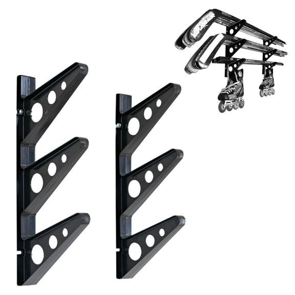 StoreYourBoard Hockey Stick Rack, Wall Mount Garage Storage for Sports Equipment, Skates, Lacrosse Sticks, 3 Tiers, Supports 40 lbs