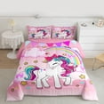 thumbnail image 2 of Castle Fairy Cute Bow Unicorn Twin Comforter Sets,Gradient Bling Glitter Print Bedding Set, 2 of 8