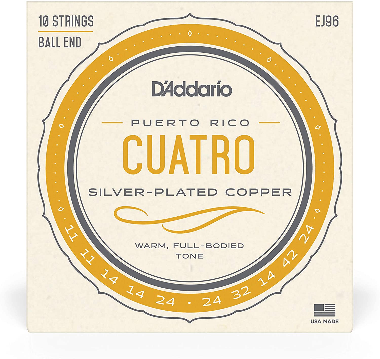 D'Addario EJ96 Cuatro-Puerto Rico Strings
