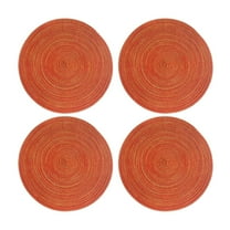 Shiogb Clearance (4X Placemats) Kitchen Placemats, Orange Placemat 4Pcs, Round Placemats Set Of 4 Round Table Placemats Braided Cotton Place Mats 15 inch for Kitchen Dining Table Holiday Party