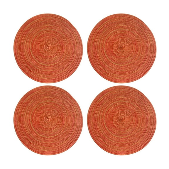 Shiogb Clearance (4X Placemats) Kitchen Placemats, Orange Placemat 4Pcs, Round Placemats Set Of 4 Round Table Placemats Braided Cotton Place Mats 15 inch for Kitchen Dining Table Holiday Party