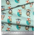 thumbnail image 2 of Soimoi Green Cotton Voile Fabric Owl Tribal Printed Craft Fabric by the Yard 42 Inch Wide, 2 of 3