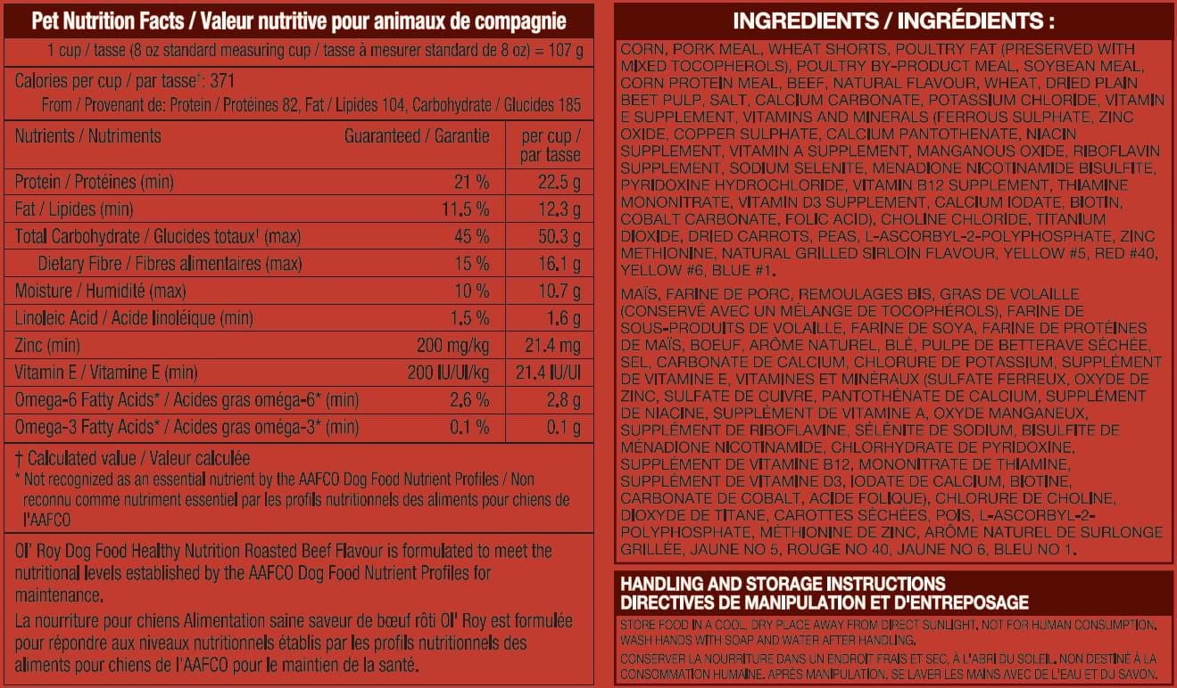 Ol' Roy Healthy Nutrition Roasted Beef Flavour Dry Dog Food 20kg, 20 kg