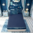 thumbnail image 4 of meiyoeat Whale Shark Zipper Twin Comforter Sets with Fitted Sheet and 2 Pillowcases for Kids Boys, Navy Coral Reef Zipper Bedding Set for Bedroom, Blue ReversibleB, 4 of 6