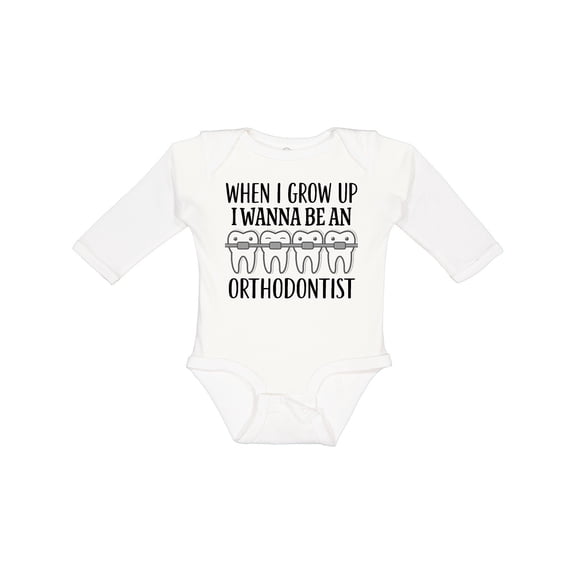 Inktastic Future Orthodontist Dental Care Gift Boys or Girls Long Sleeve Baby Bodysuit