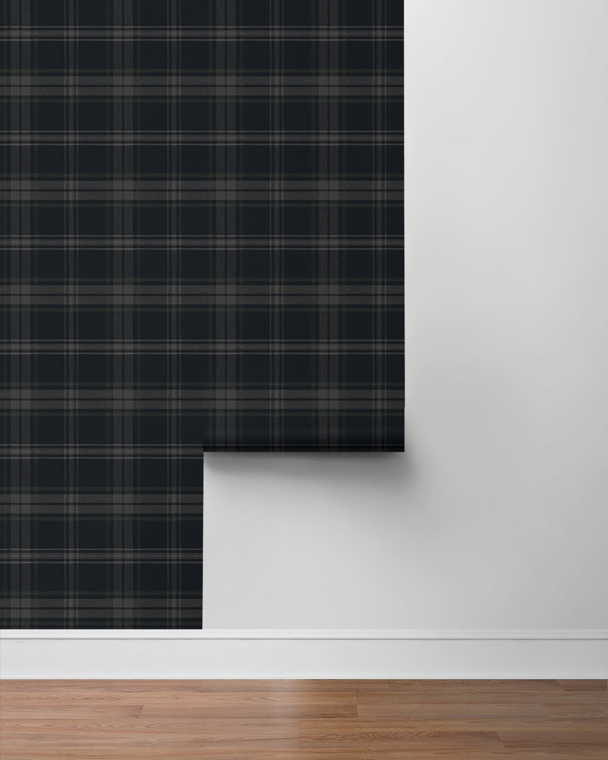 Seabrook Designs Dark Blue & Evergreen Dellabrooke Plaid Prepasted Wallpaper - 20.5 in. W x 33 ft. L Roll