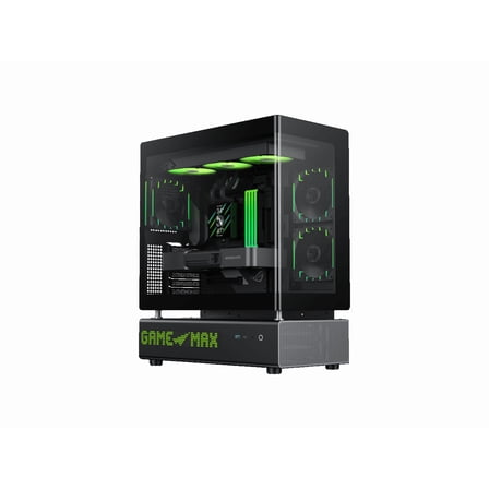 GAMEMAX GAMEMAX N90 Modular Dual-Chamber PC Case N90 BG Black 270° Panoramic Curved Glass Panel ATX Mid Tower case