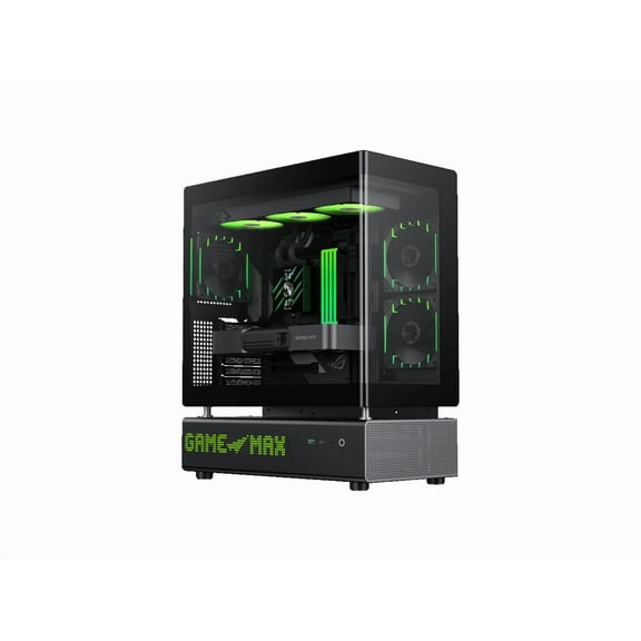 GAMEMAX GAMEMAX N90 Modular Dual-Chamber PC Case N90 BG Black 270° Panoramic Curved Glass Panel ATX Mid Tower case