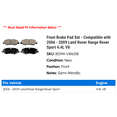 thumbnail image 2 of Front Brake Pad Set - Compatible with 2006 - 2009 Land Rover Range Rover Sport 4.4L V8 2007 2008, 2 of 2