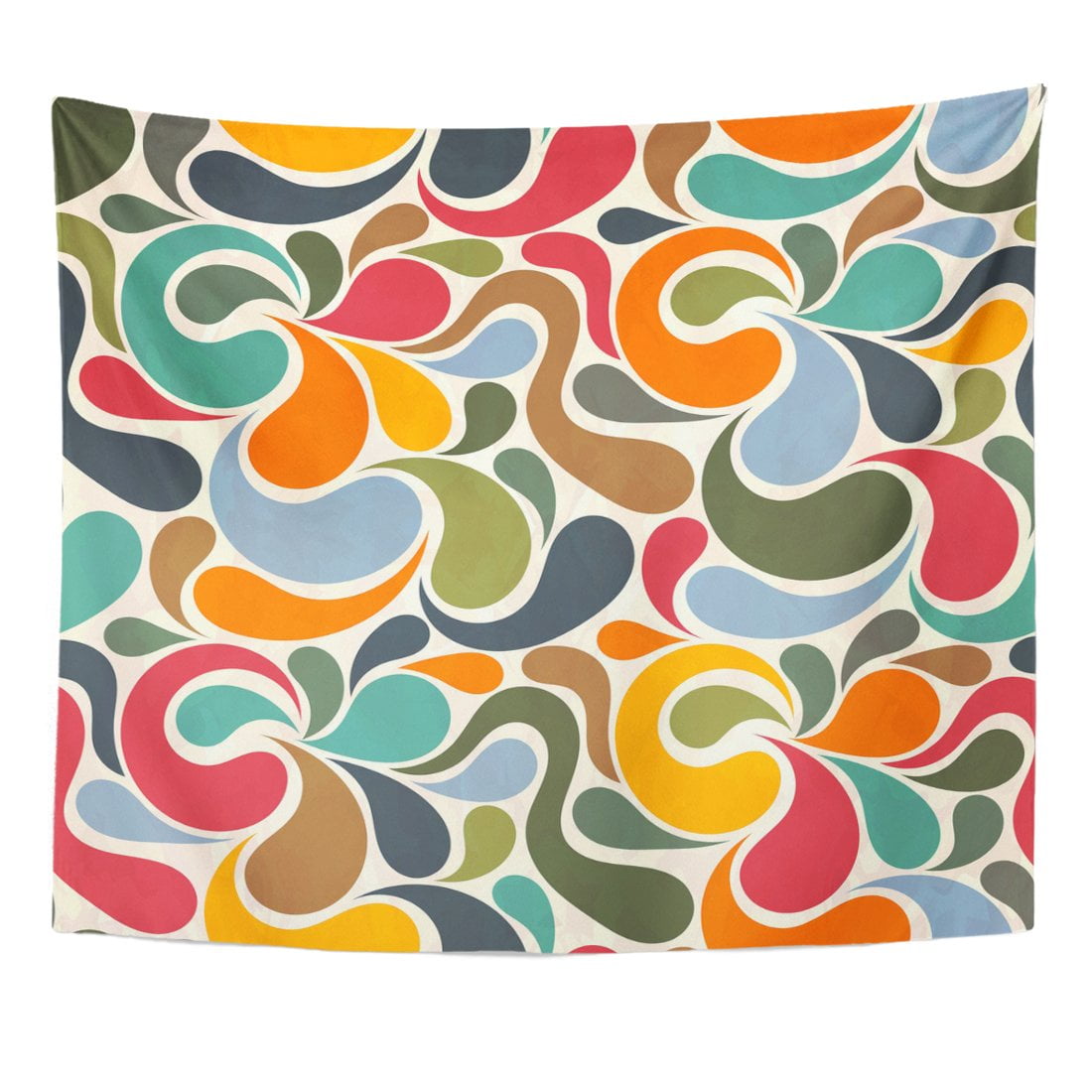 ZEALGNED 1970S Retro Abstract Pattern 1950S Curly Graphic Floral Color