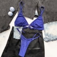 thumbnail image 3 of Gibobby Conjunto de bikini para mujer Verano damas sexy bikini color sólido dos piezas traje de baño playa traje de baño(Azul,CH), 3 of 5