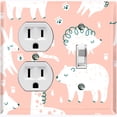 thumbnail image 1 of Metal Light Switch Plate Cover Cute Nature Wild Animals Pink ZOO004, 1 of 13
