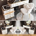 thumbnail image 4 of Luxury Makeup Vanity Desk with Wireless Charging Station and Bluetooth Speaker, Dressing Table with Tempered Glass Desktop, Vanity Set with 5 Drawers, Side Cabinet, Chair, 4 of 7