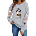 thumbnail image 5 of Women's Halloween Ghost Pumpkin Sweatshirts Long Sleeve Graphic Pullover Sweaters Crewneck Casual Fall Shirts Holiday Tops, 5 of 8