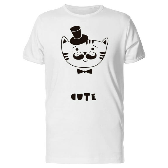 Cute Cat Doodle With Top Hat Tee Men's -Image by Shutterstock