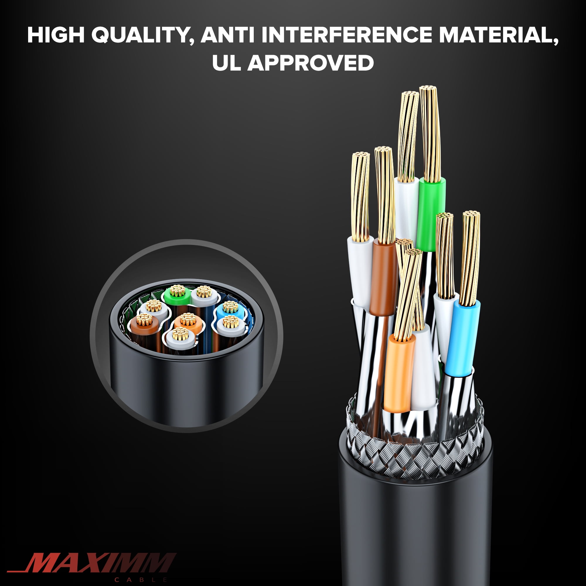 Cat 7 Ethernet Cable 250 ft - High-Speed Cat7 Internet & Network LAN Patch Cables, RJ45 Connectors - Perfect for Gaming, Streaming, and More (Black)