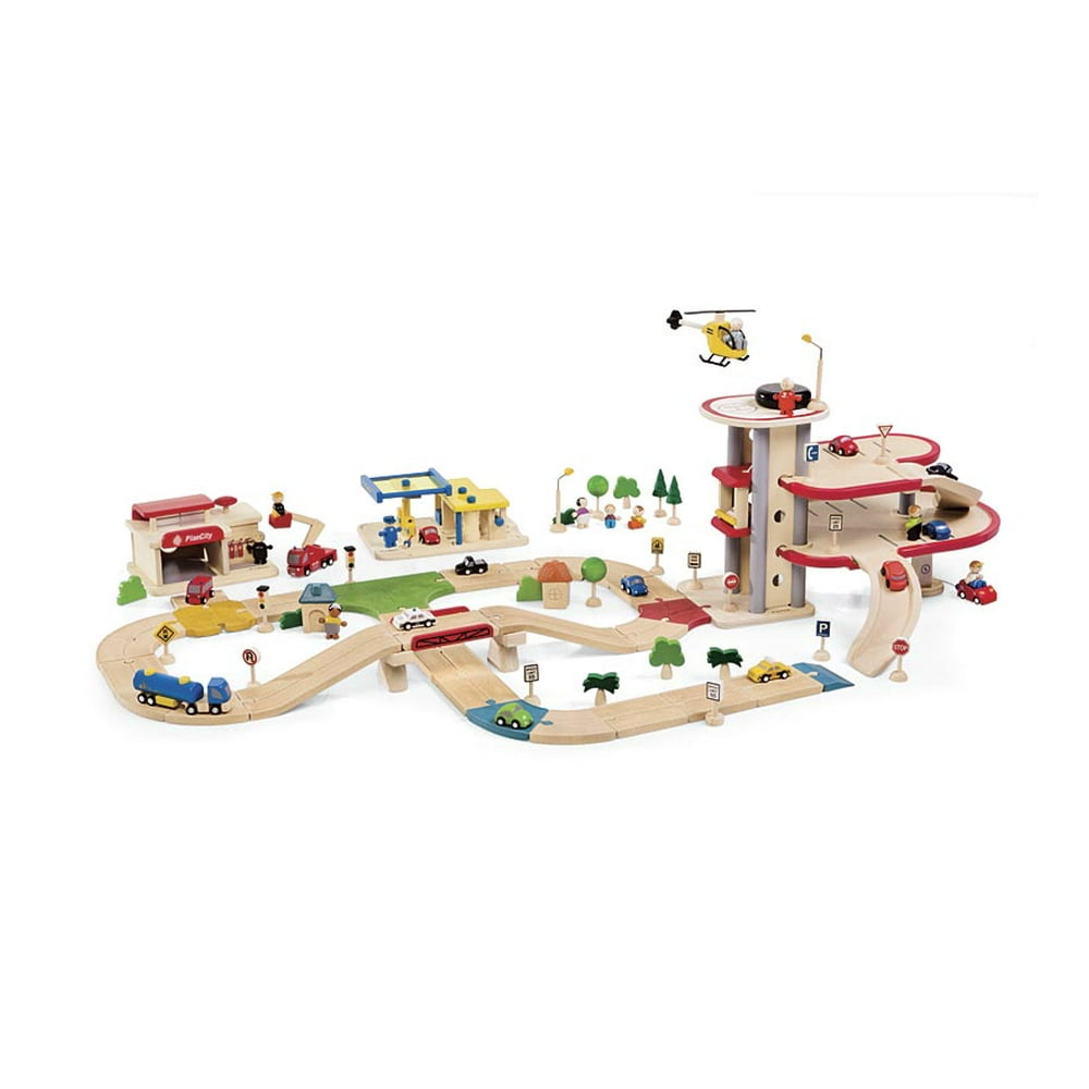 PlanToys PlanWood Deluxe Road System, 36Piece set, for Children 3 & up