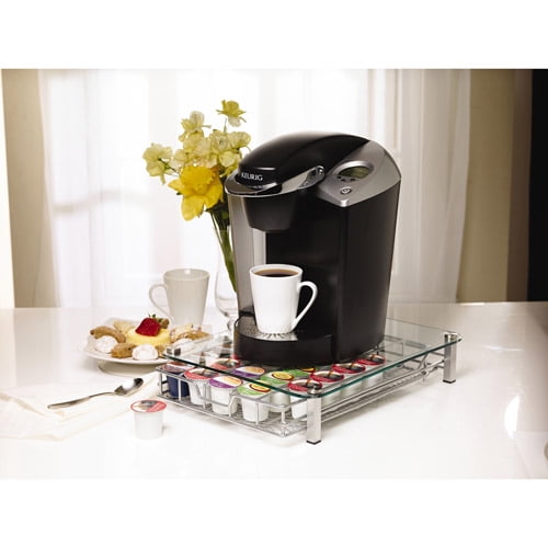 Kamenstein 35 Pod Glass Top Coffee Pod Drawer, Silver