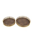 thumbnail image 1 of Benzara BM203776 Transitional Style Metal & Glass Decorative Trays, Gold - 2 Piece, 1 of 1