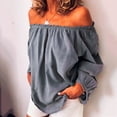 thumbnail image 2 of Womens Blouses Blouse Off Shoulder Casual Sleeve Sexy Shirt Shoulder Size Summer Loose Ruffle Top Grey Loose Fit Basic Blouse S, 2 of 5