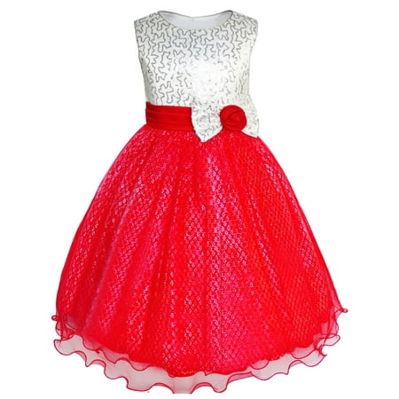- Girls Dress Glitter Sequin Wedding Bridesmaid Pageant 4