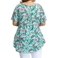 thumbnail image 4 of Plus Size Tops for Women Short Sleeve Buttons Up Blouses Flowy Floral Tunic Tops, 4 of 9